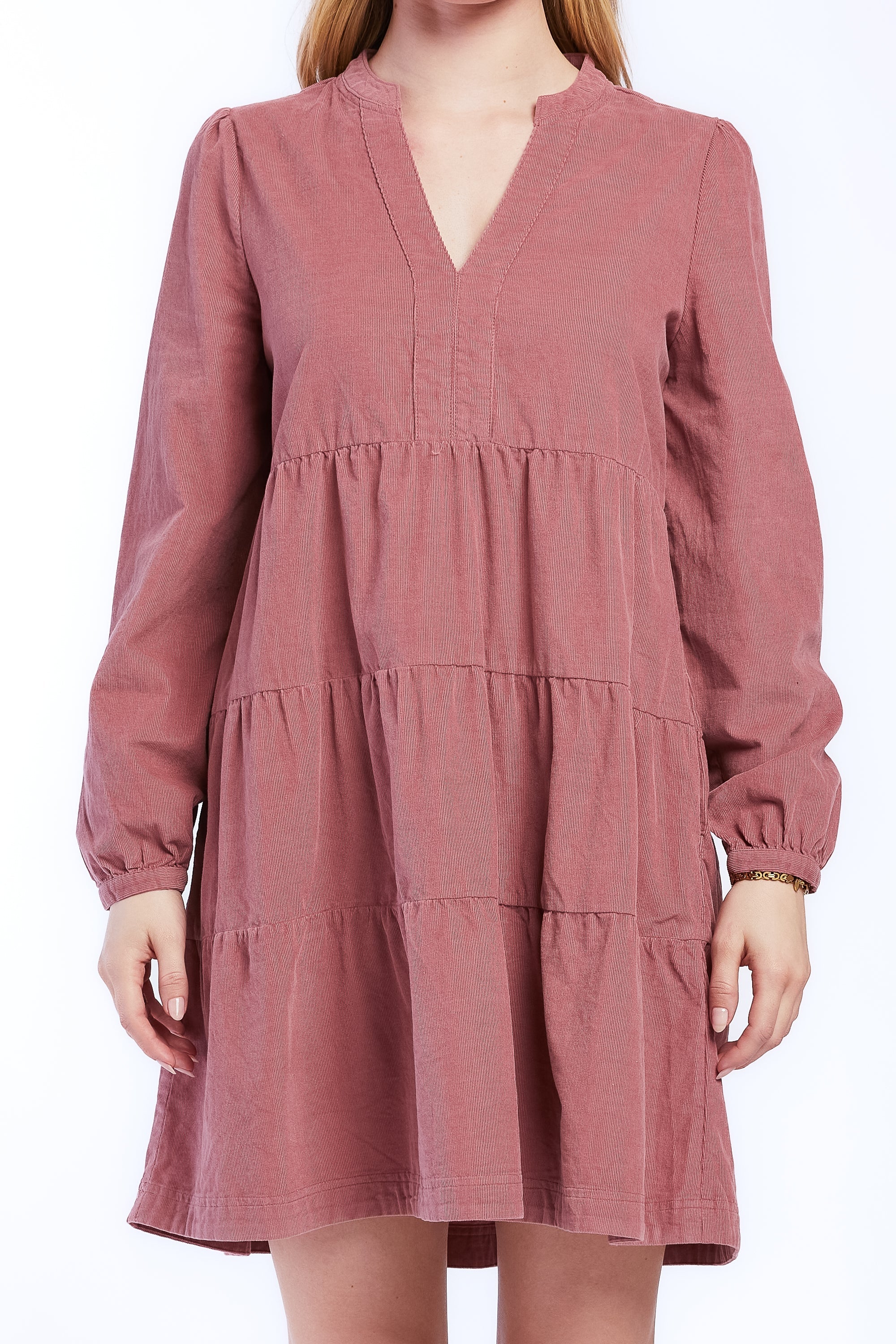 Sherin Long Sleeve Tiered Baby Doll Dress